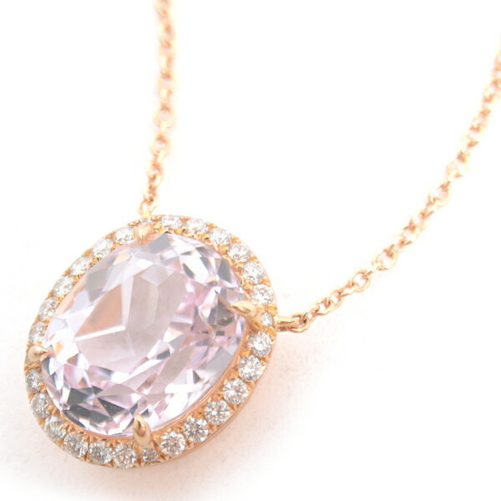 Tiffany Necklace Kunzite Diamond Pendant Pink Gold